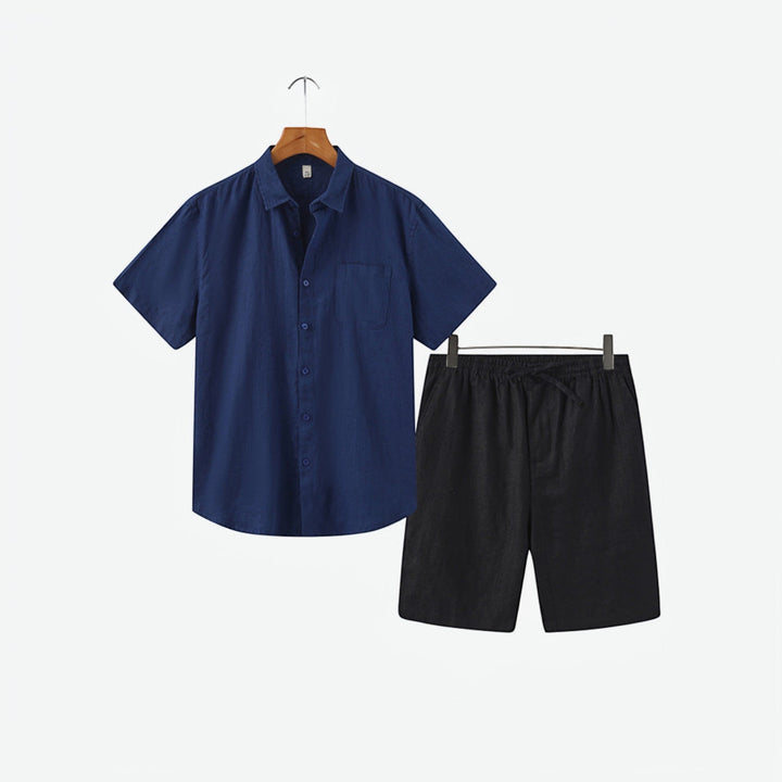Vacation-ready men's matching shirt & shorts set, great for resort wear and summer outfits.