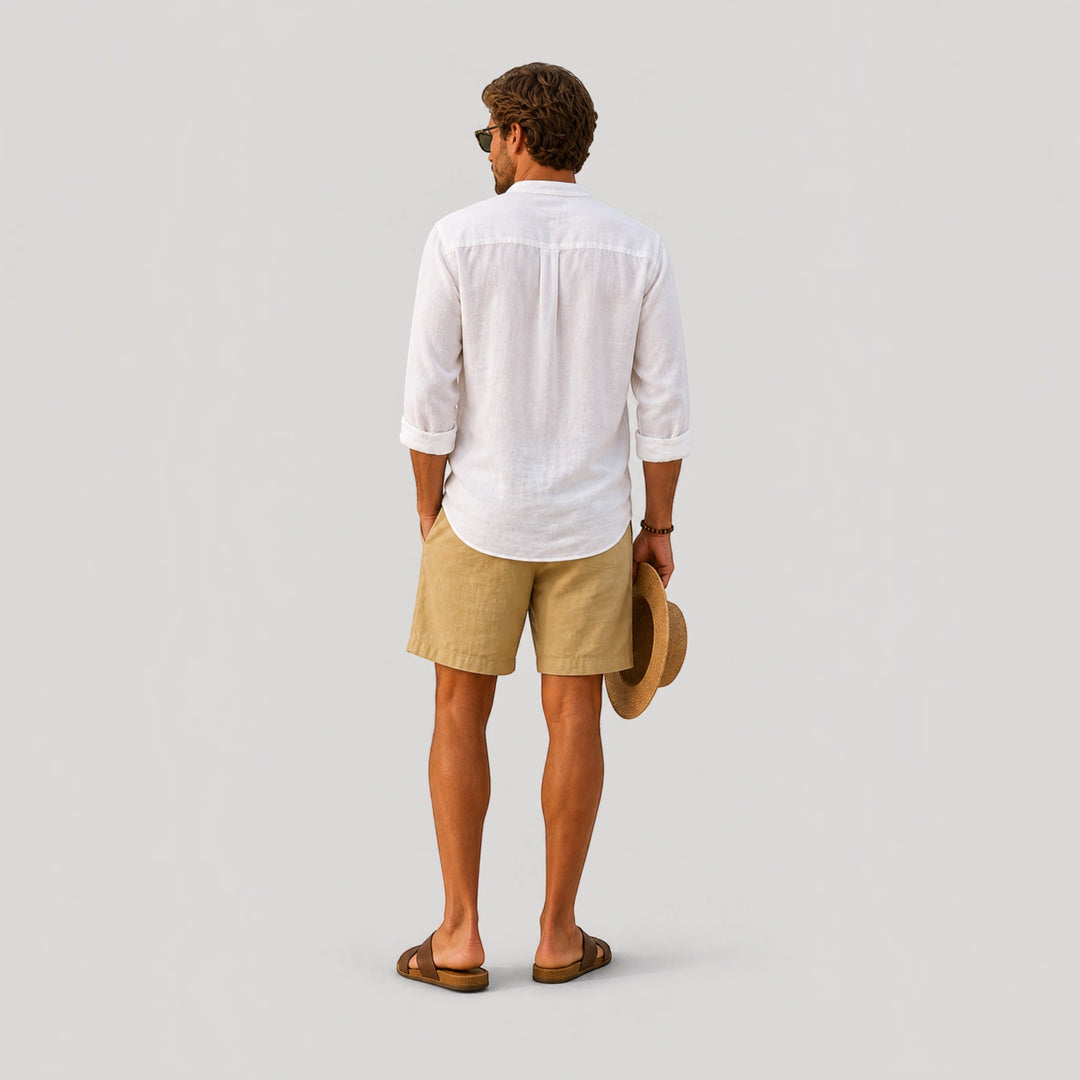 Man enjoying outdoors in lightweight summer shorts, perfect casual style & ultimate comfort for warm weather apparel.