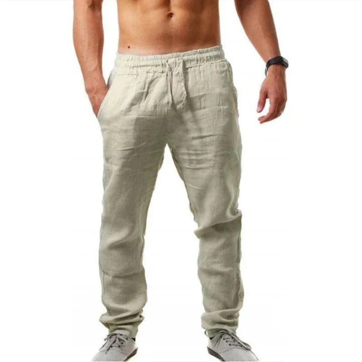 Comfortable men's lightweight summer pants, essential for relaxed warm-weather fashion & vacation style.