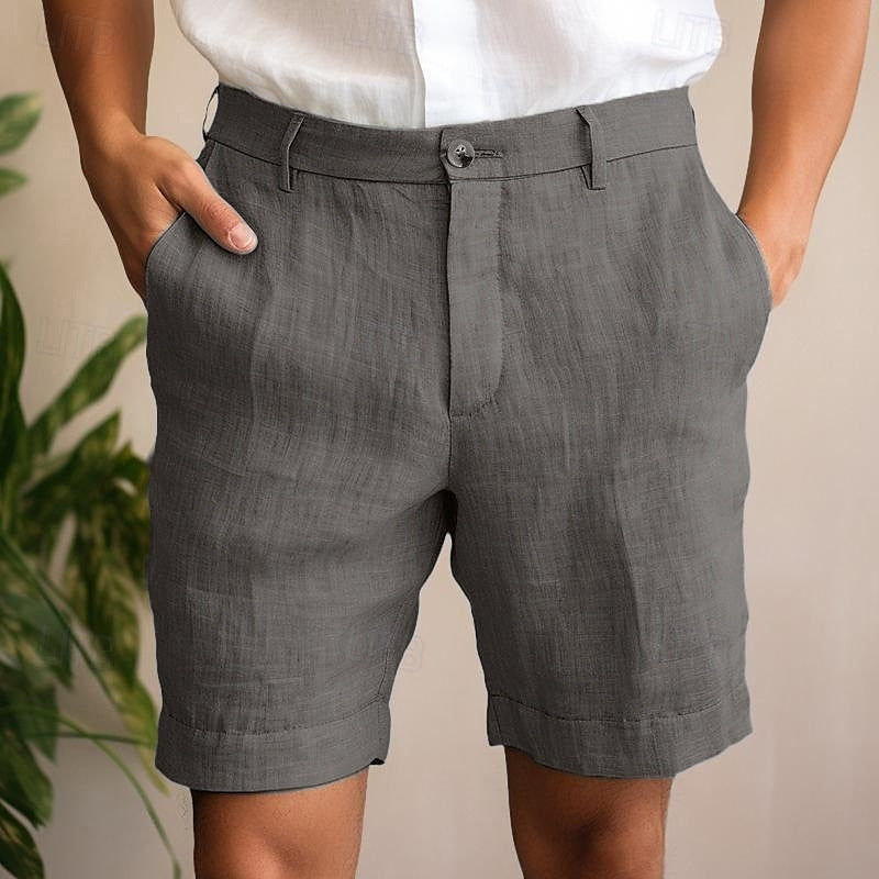 Stylish man wearing comfortable blue lightweight chino shorts, ideal for effortless everyday summer wear.