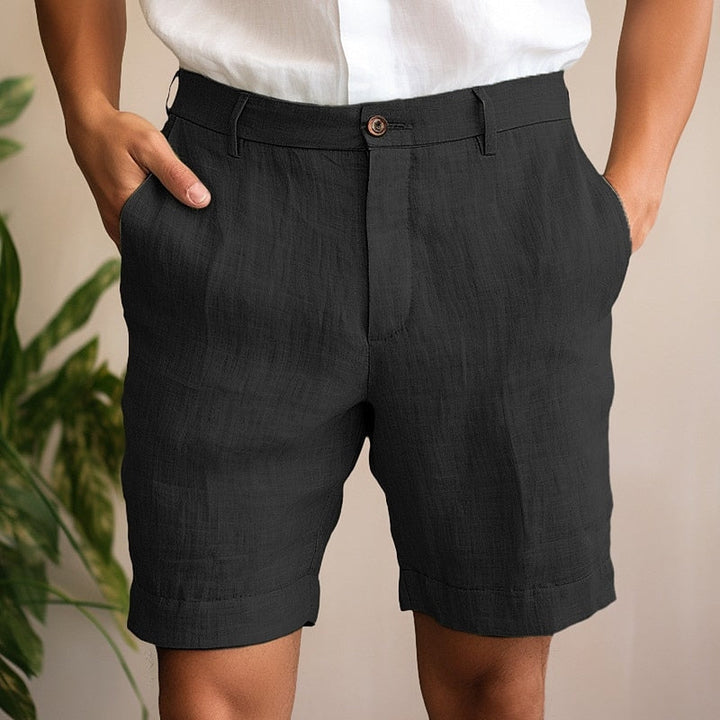 Versatile grey men's lightweight chino shorts, a stylish and comfortable choice for warm weather outfits.