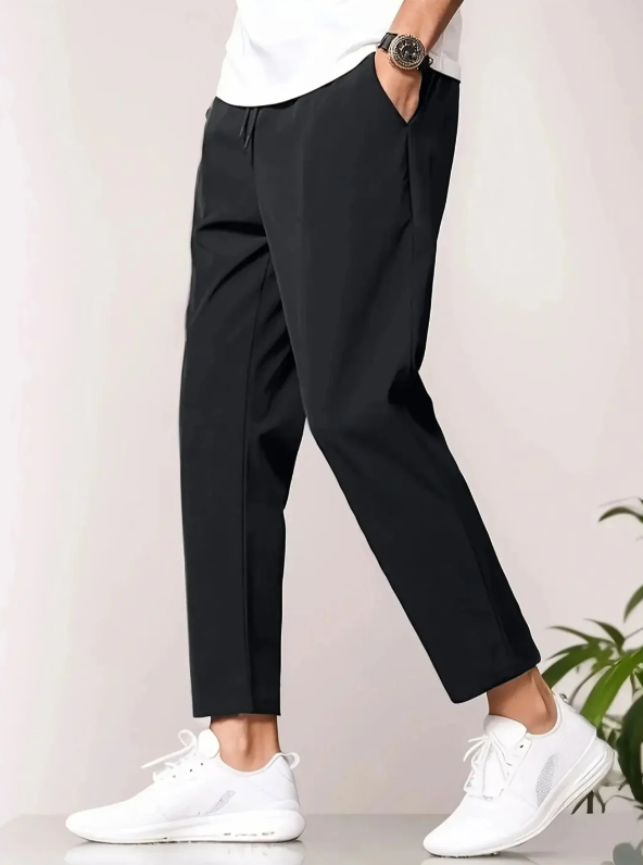 Men's lightweight tapered casual trousers in a modern fit, perfect for spring & summer daily wear.