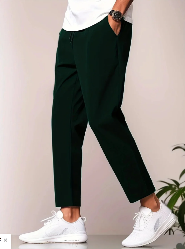 Lightweight & breathable men's tapered casual trousers, perfect for spring & summer daily fashion.