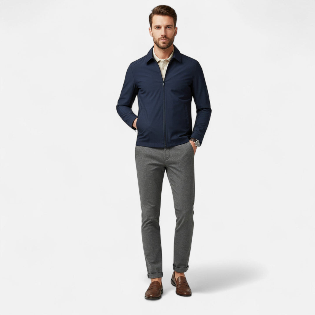 Men's lightweight turn-down collar jacket for casual, stylish outerwear. Comfortable and versatile for all seasons.