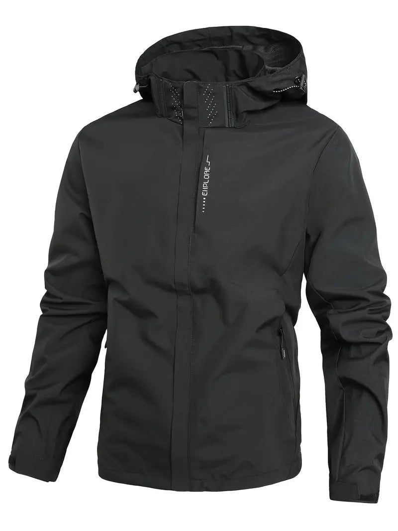 Men's everyday zip-up jacket, lightweight, water-resistant, & breathable for active outdoor use.