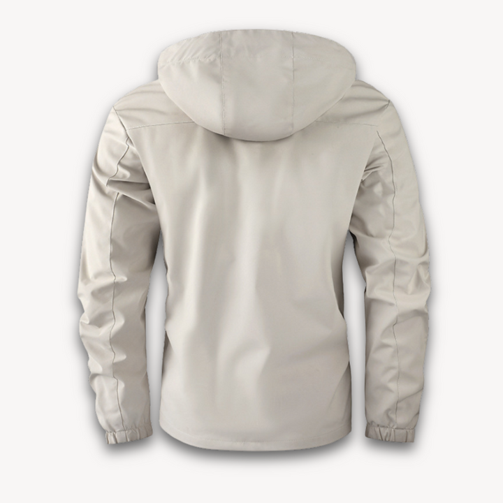Lightweight men's summer jacket, waterproof and breathable. A versatile hooded outdoor jacket for all-weather style.