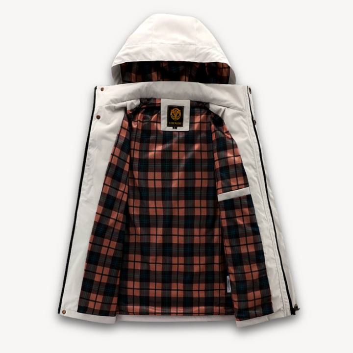 Casual men's waterproof hooded jacket. Fashionable and lightweight, suitable for summer outings and daily wear.