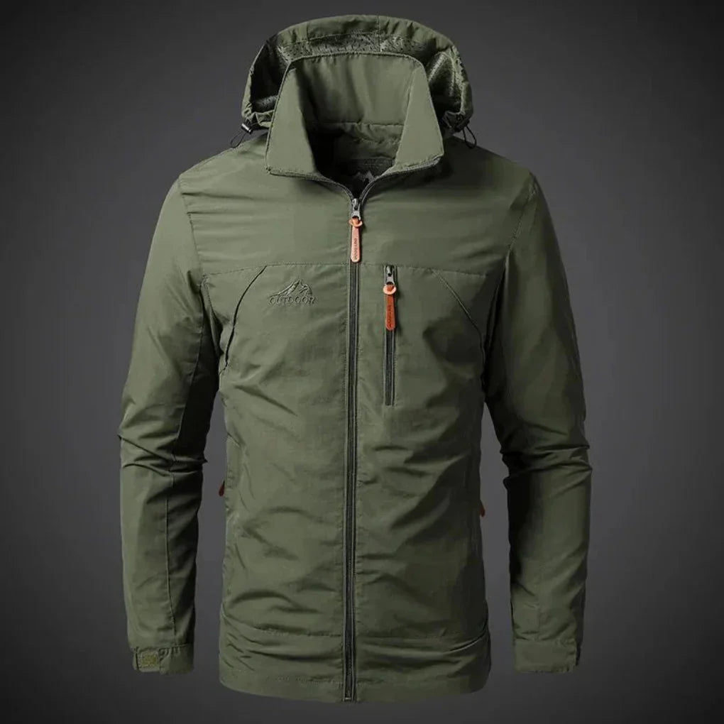 Men's lightweight waterproof windbreaker jacket, perfect for outdoor use & casual summer wear. Full zip.