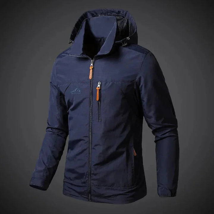 Stylish men's lightweight waterproof wind jacket, ideal for outdoor adventures & summer fashion. Embroidered.