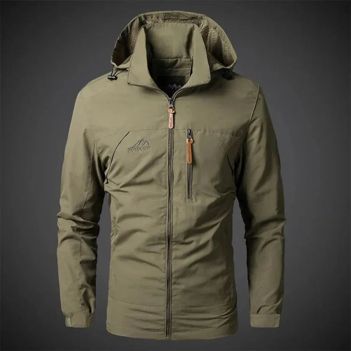 Durable men's waterproof & windproof jacket. Lightweight, full zip for outdoor protection & casual wear.