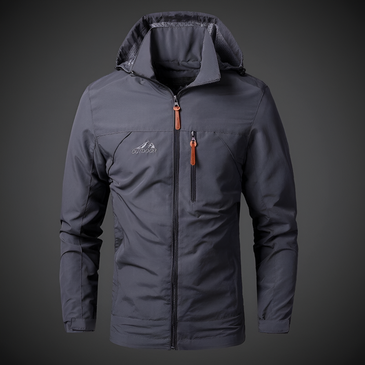 Men's full zip lightweight waterproof wind jacket. Ideal windbreaker for outdoor activities & casual summer fashion.