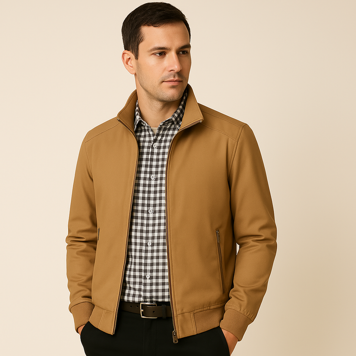 Modern men's lightweight windbreaker. A fresh summer coat & versatile casual jacket for comfortable, wind-resistant style.