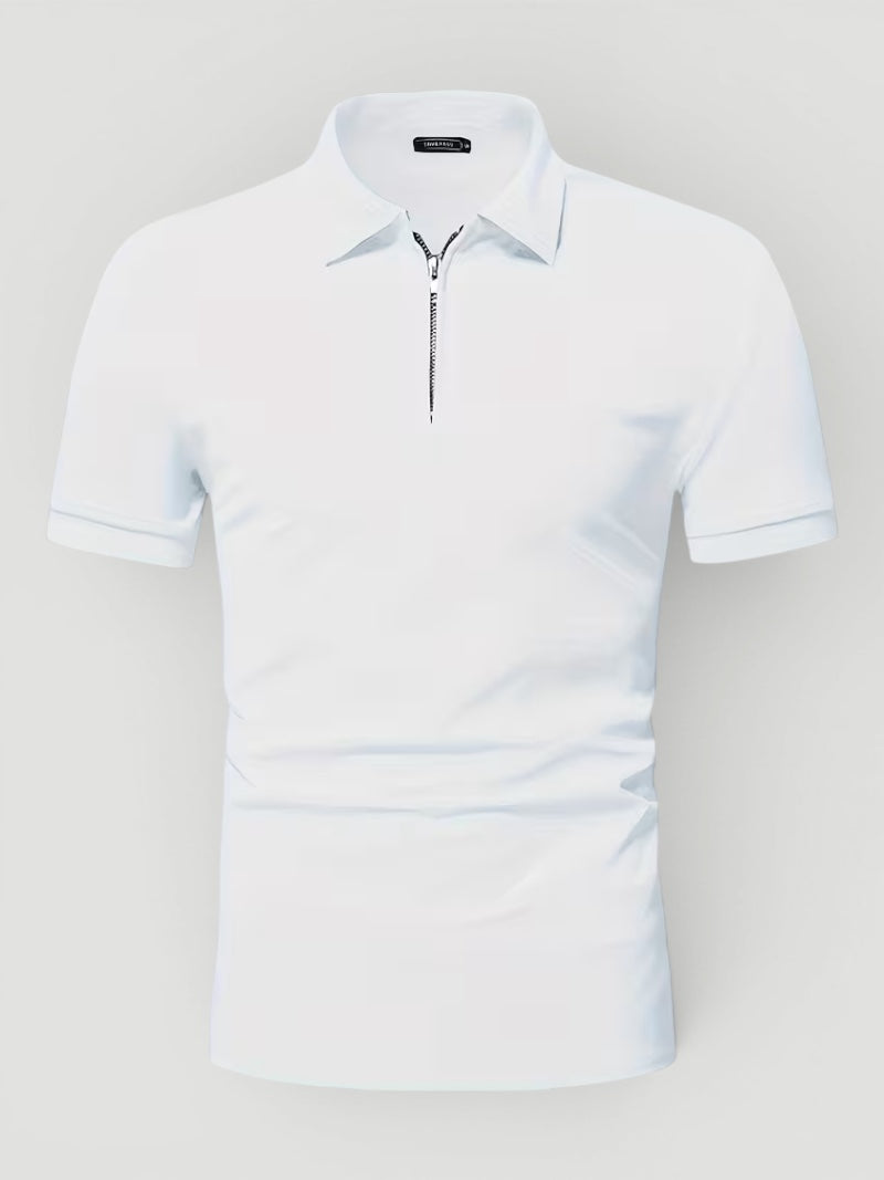 Versatile men's lightweight zip polo for a comfortable, modern summer look.