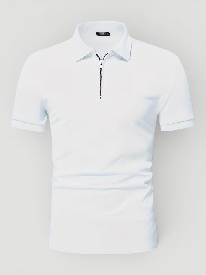 Versatile men's lightweight zip polo for a comfortable, modern summer look.