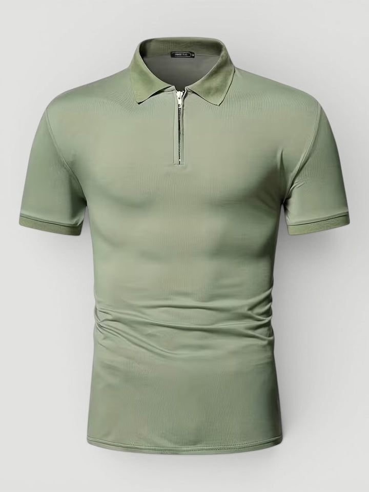 Stylish men's zip polo shirt, lightweight & comfortable for summer and everyday style.