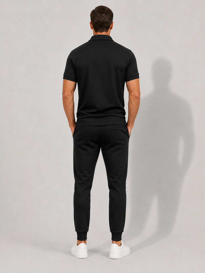 Comfortable men's short sleeve zip polo, perfect for summer casual wear & everyday fashion.