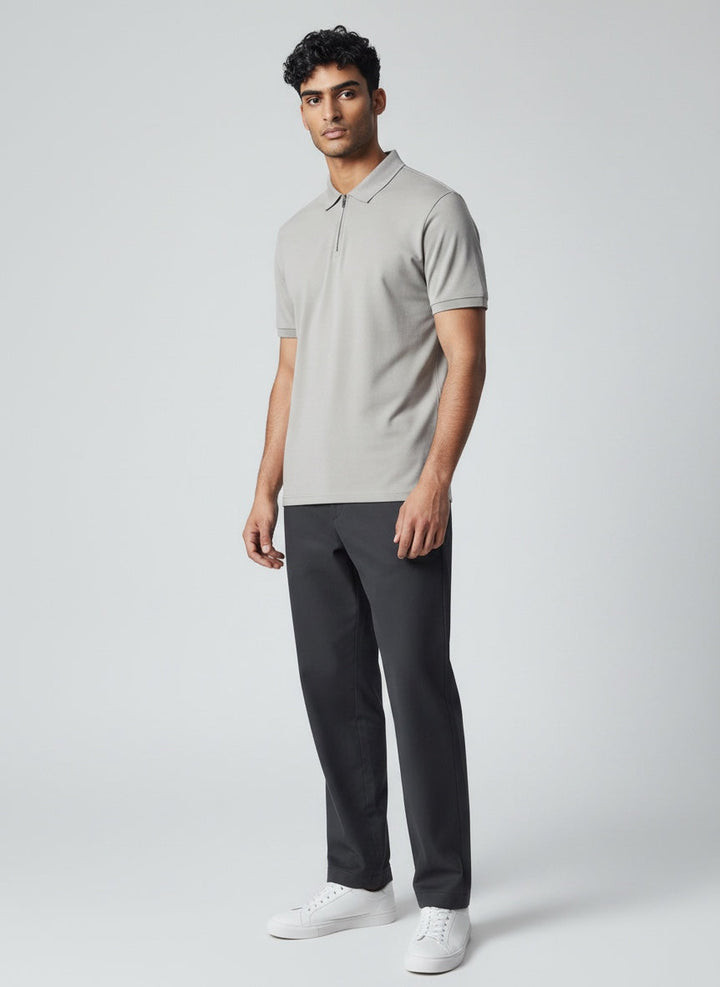 Stylish men's zip polo shirt, perfect for lightweight summer and casual wear.