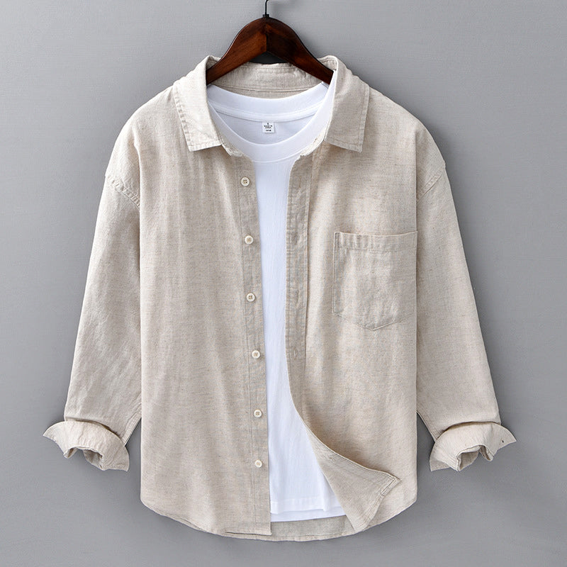 Men's long sleeve button-down shirt, perfect for summer casual or smart casual looks. Versatile everyday style.