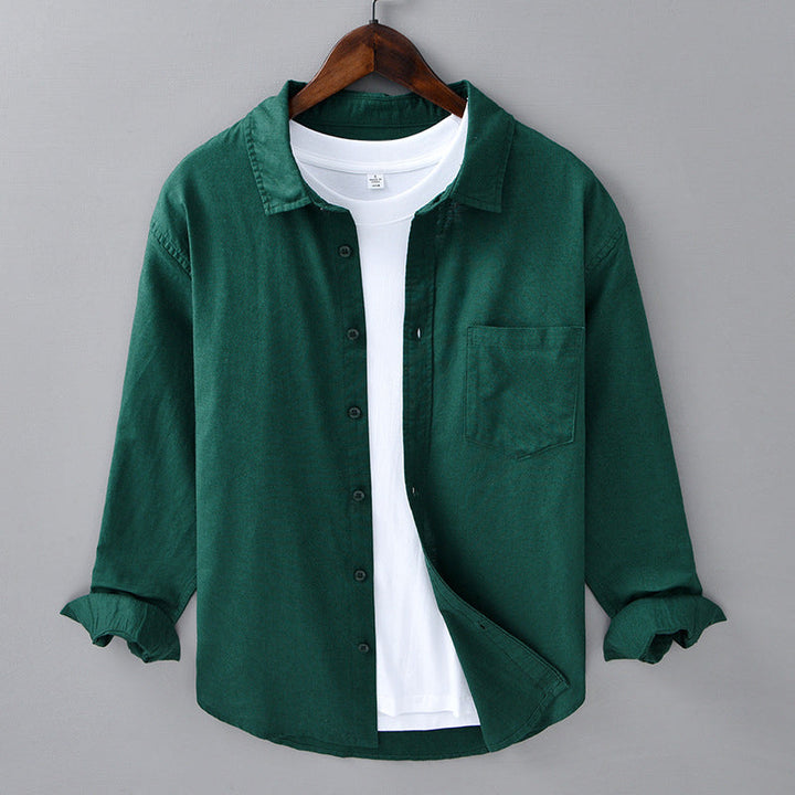 Men's button-down long sleeve shirt, offering effortless elegance for summer outings and everyday style.