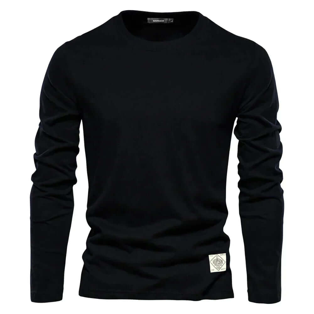 Men's comfort fit long sleeve tee, a stylish crewneck for casual and versatile wear.