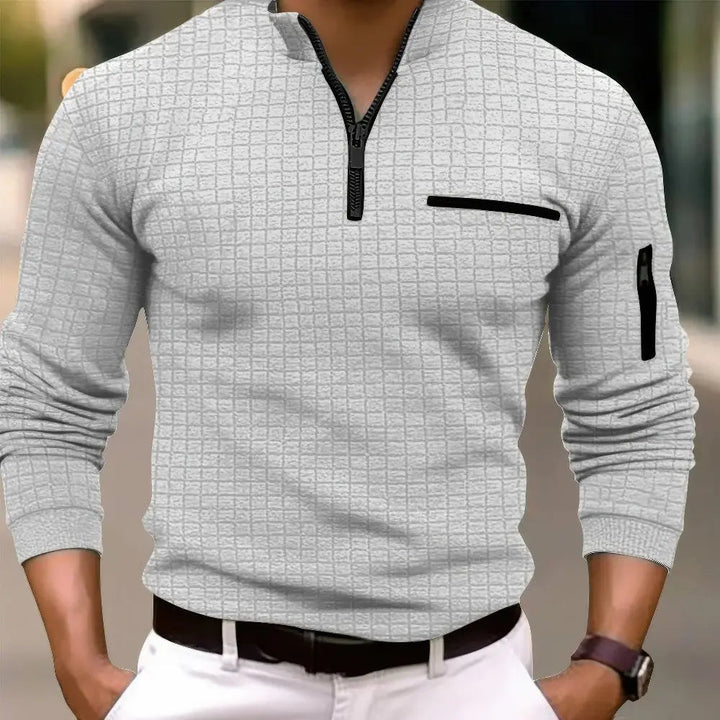 Versatile men's long sleeve polo shirt. Great for casual outings or a smart casual everyday look.