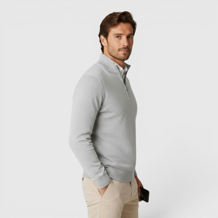 Smart men's long sleeve quarter zip, perfect layering piece for fall and winter.