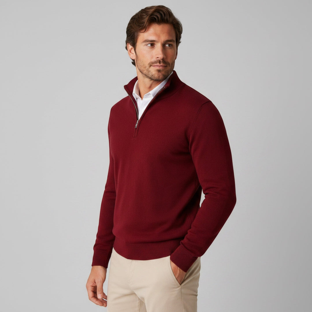 Comfortable men's quarter zip pullover, ideal for fall & winter layering.