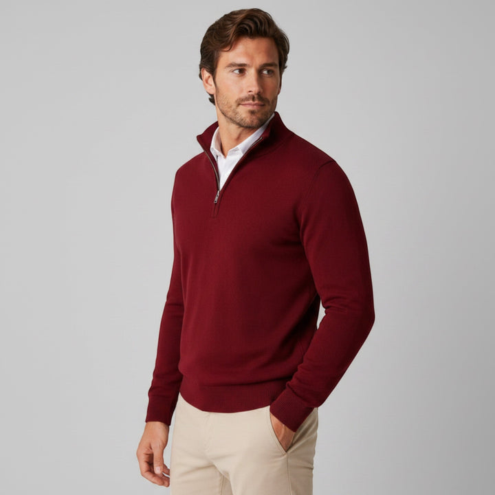 Comfortable men's quarter zip pullover, ideal for fall & winter layering.