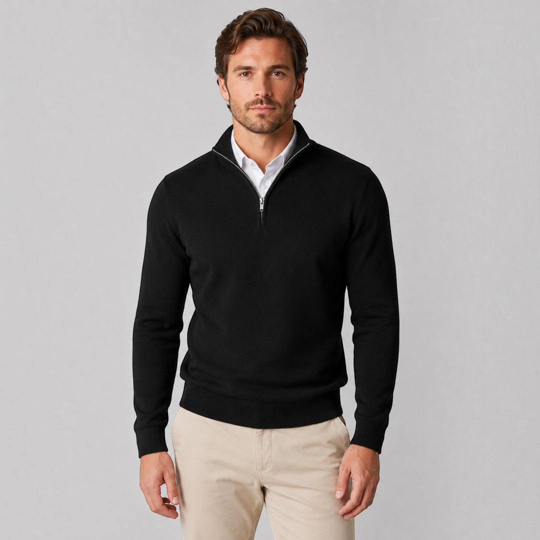 Versatile men's long sleeve quarter zip for comfortable everyday wear or office.