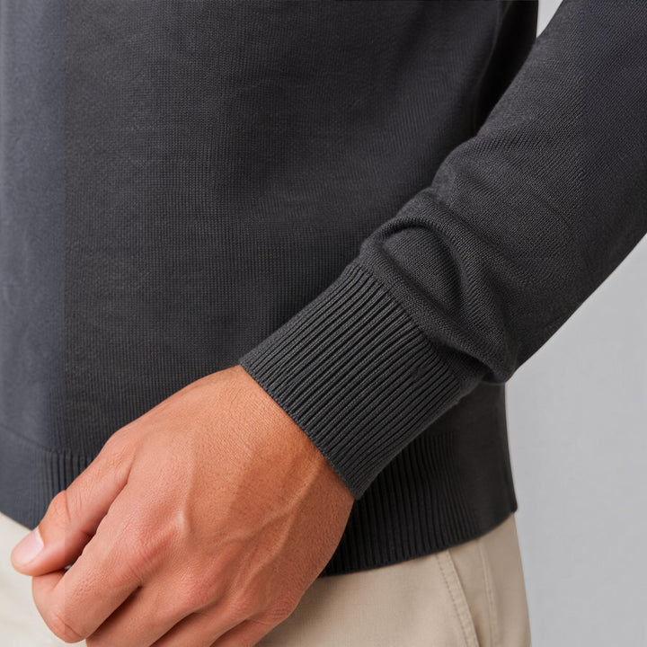 Soft men's quarter zip sweater, a cozy long sleeve pullover for fall fashion.