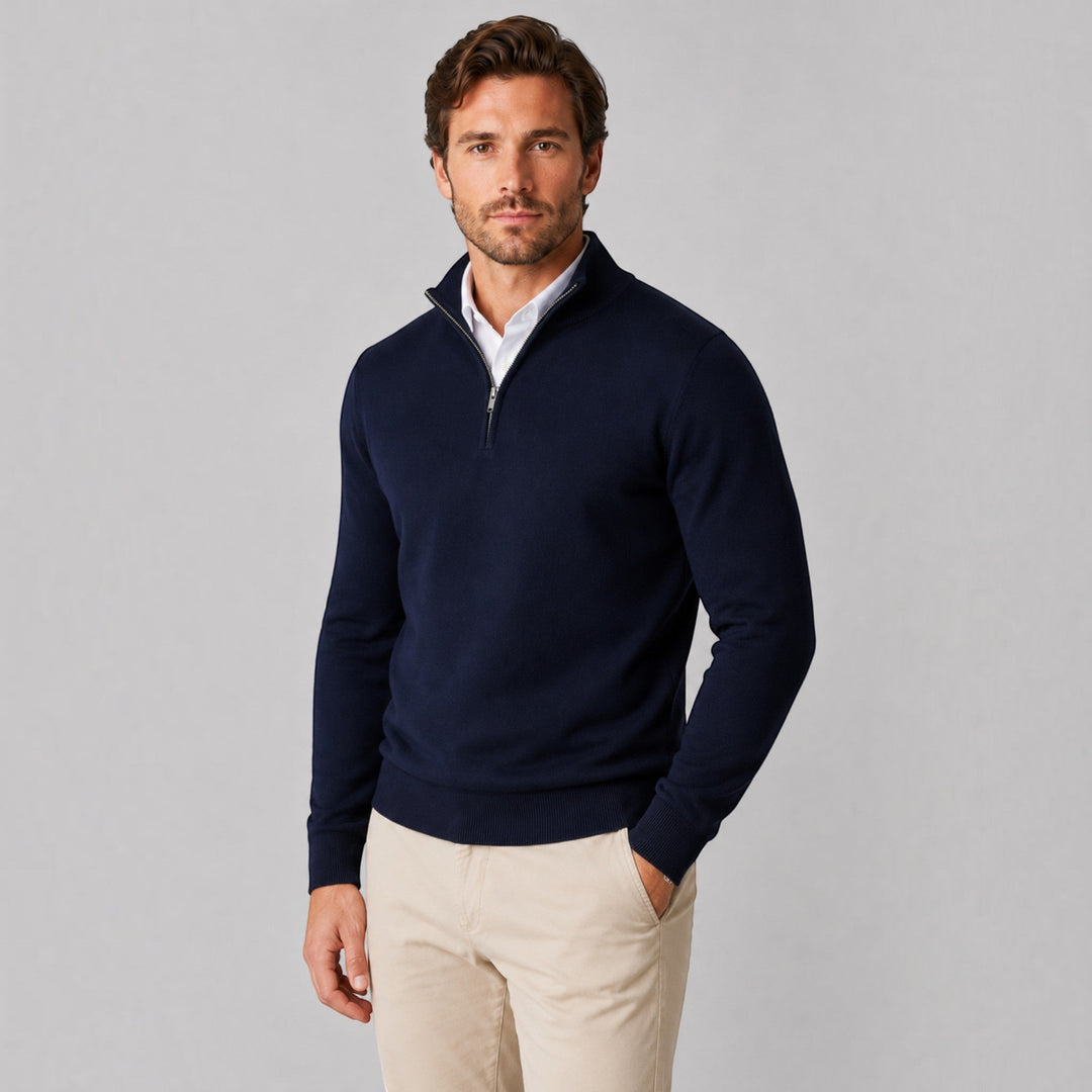 Men's comfortable quarter zip pullover, perfect for cooler weather office or casual.