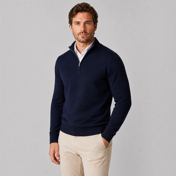 Men's comfortable quarter zip pullover, perfect for cooler weather office or casual.