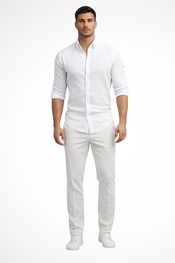 Men's loose fit long sleeve casual shirt, perfect for summer style. Breathable and comfortable.