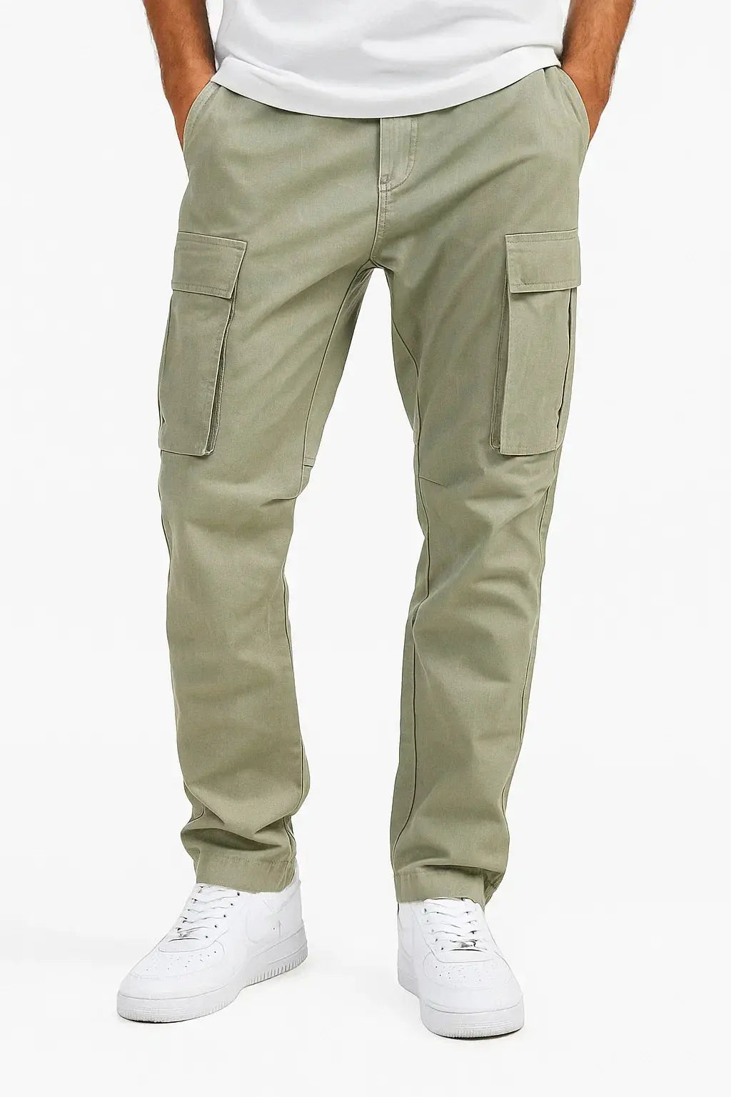 Stylish men's loose fit tactical jumpsuit with elastic waist, perfect for work, casual, & outdoor use.