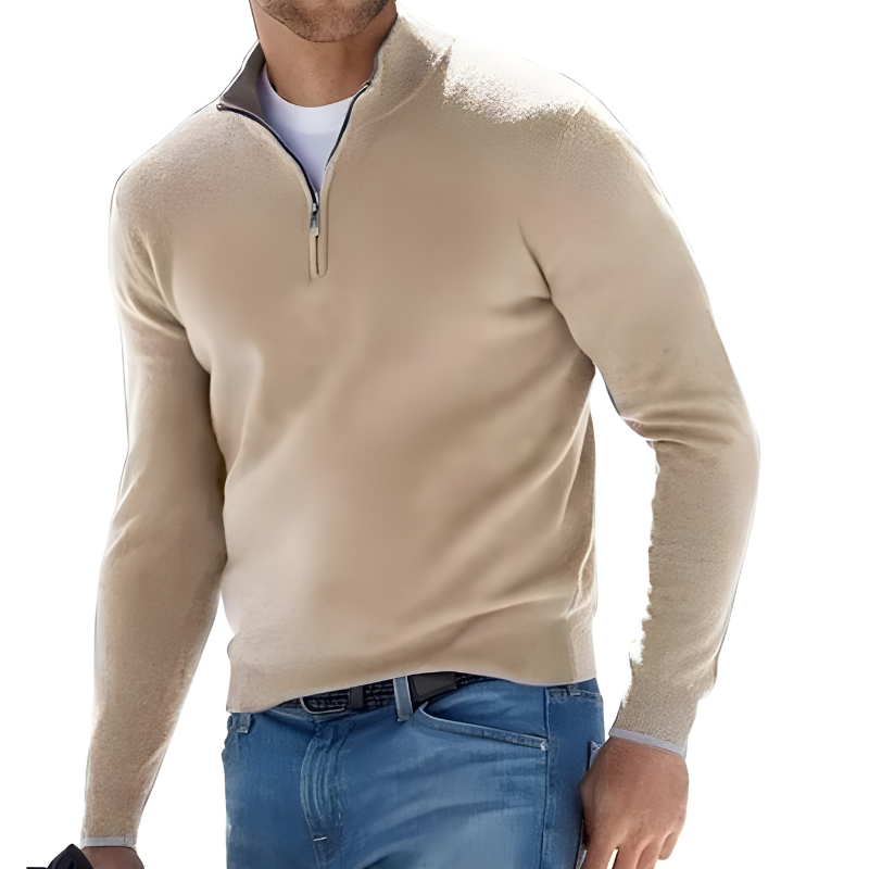 High-quality men's soft cashmere sweater, classic long sleeve pullover offering luxury & warmth.