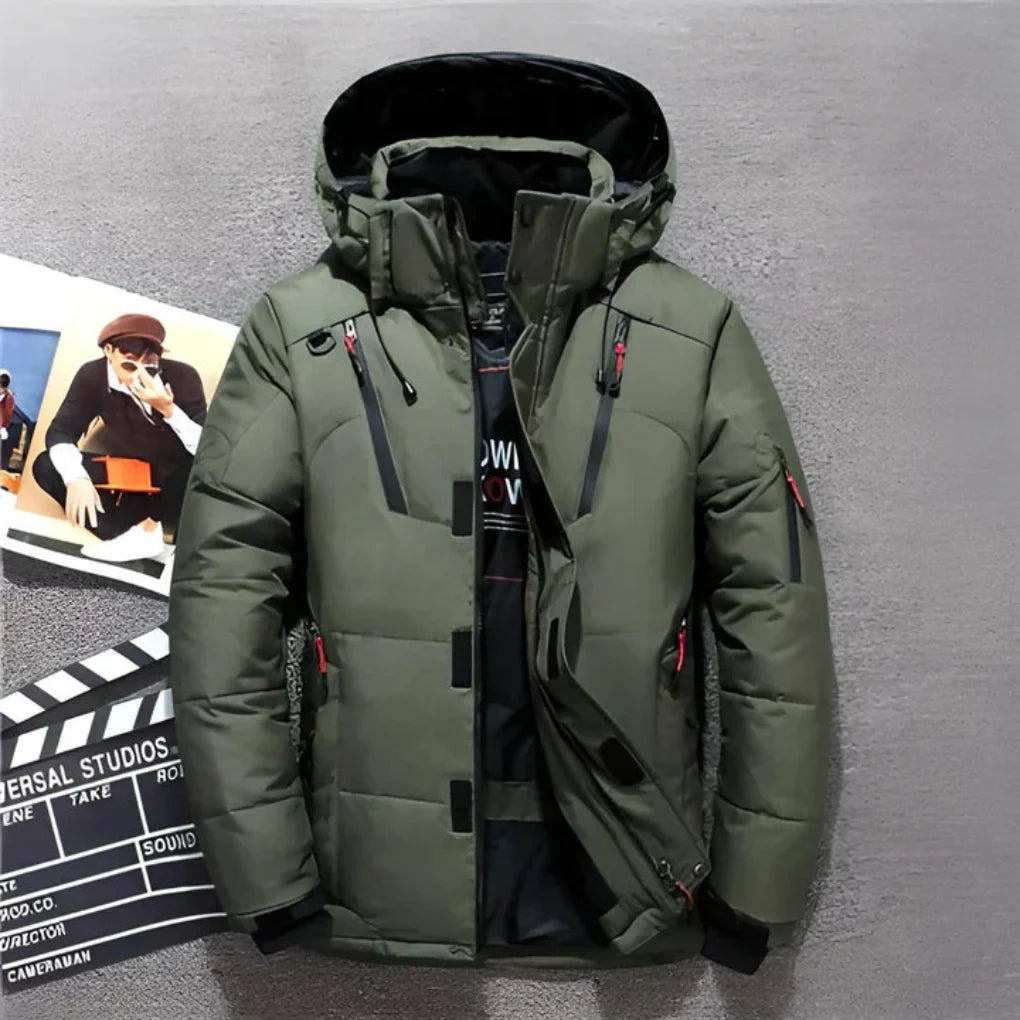 Stylish men's casual puffer jacket for winter. Warm, weatherproof, and perfect for outdoor activities.