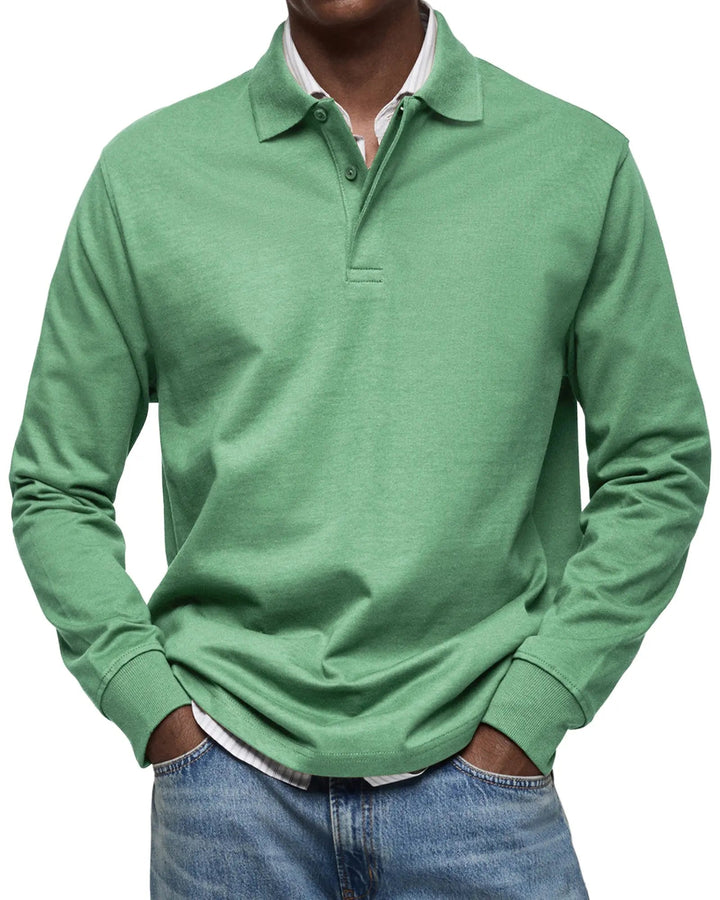Stylish men's long sleeve polo shirt in a classic fit. Essential men's apparel for smart casual versatility & daily fashion.
