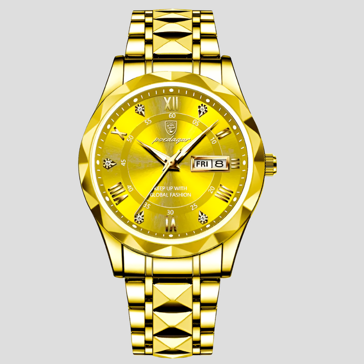 Classic men's dress watch, an elegant stainless steel quartz timepiece for formal and business occasions.
