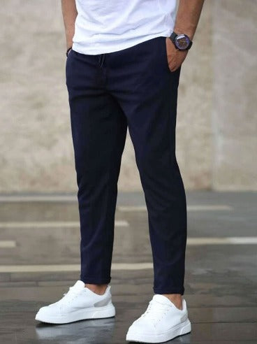 Premium men's stretch pants, designed for a tailored fit, luxury feel, and smart business casual style.