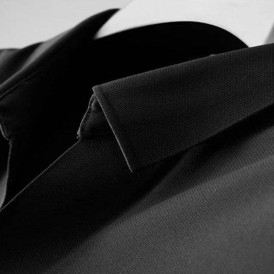 Model showcasing the relaxed fit of the men's luxury two-piece cotton linen set, designed for ultimate comfort.