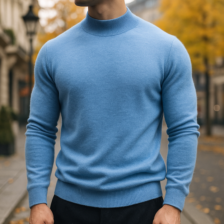 Men's cozy long sleeve turtleneck sweater. Perfect for sophisticated winter fashion & everyday comfort.