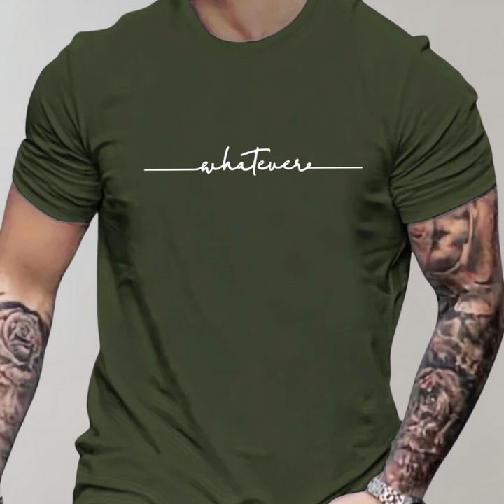 Crew neck, short sleeve men's tee with a subtle minimalist print, perfect for everyday comfort.