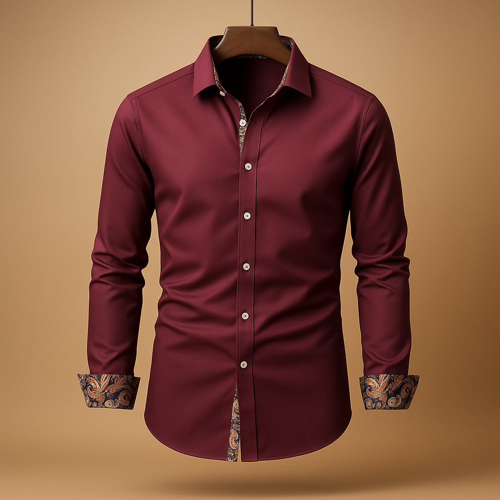 Timeless men's long-sleeve button-up shirt, blending classic style with a modern fit for any wardrobe.