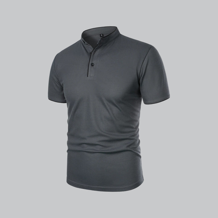 Stylish men's summer polo, short sleeve, collarless, regular fit, a must-have for everyday wear.