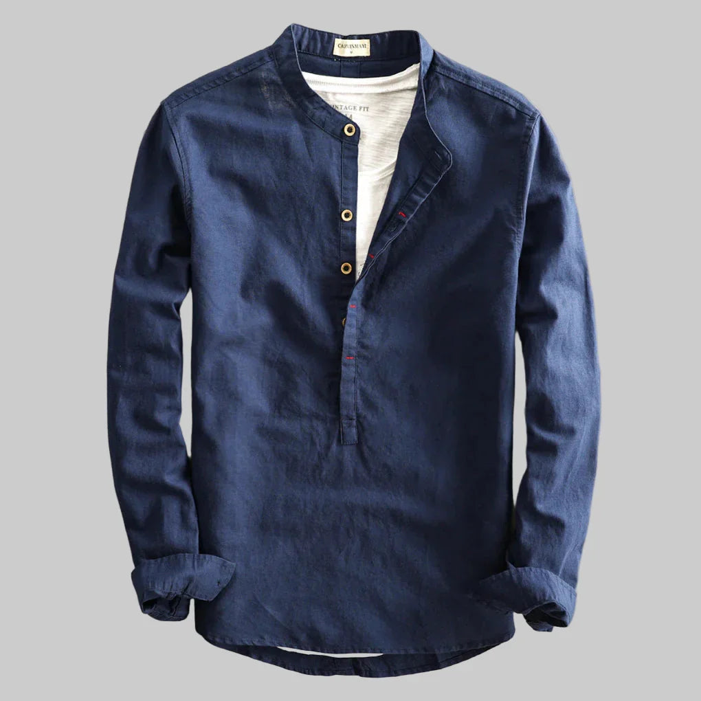 Stylish men's classic fit long sleeve button-down shirt, ideal for summer wear or an elevated business casual look.