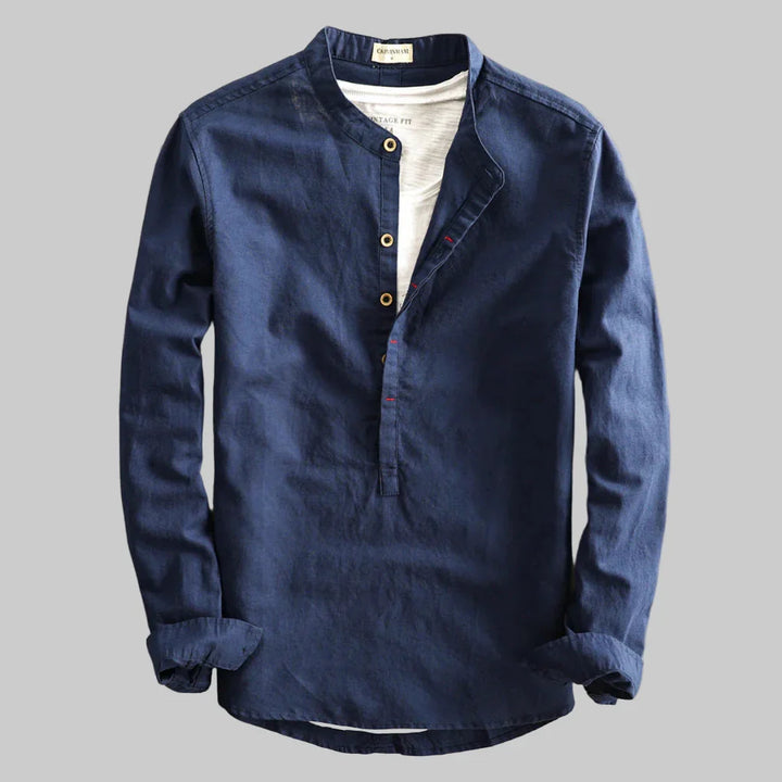 Stylish men's classic fit long sleeve button-down shirt, ideal for summer wear or an elevated business casual look.