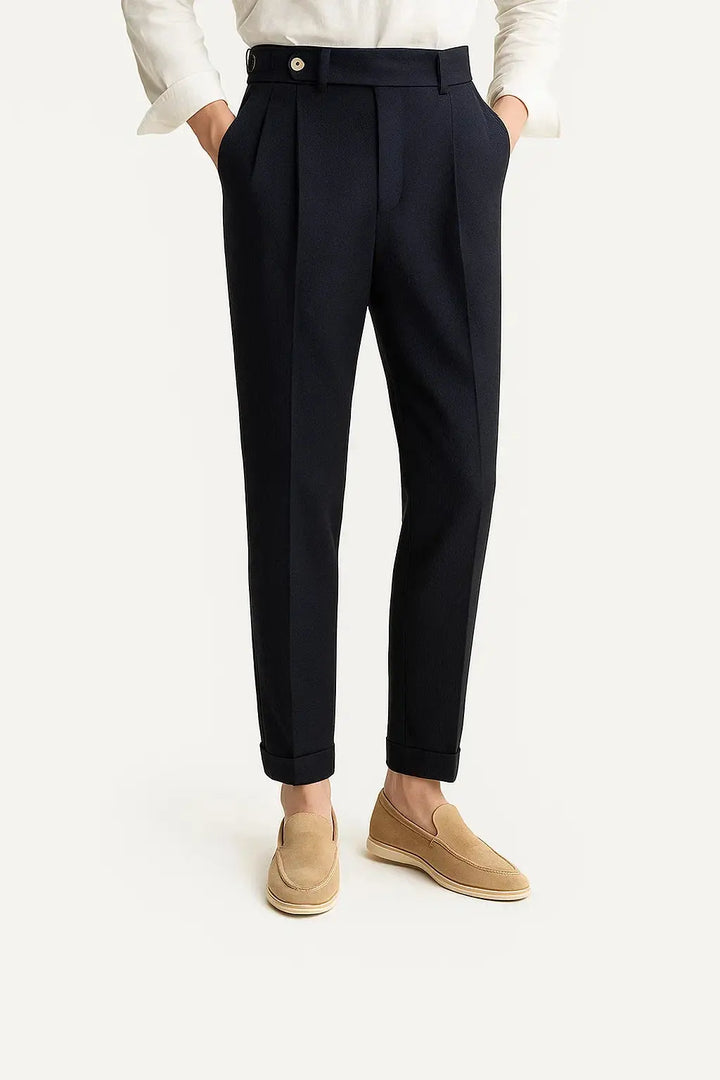 Men's modern fit trousers with elegant pleats, perfect for smart casual or business attire.
