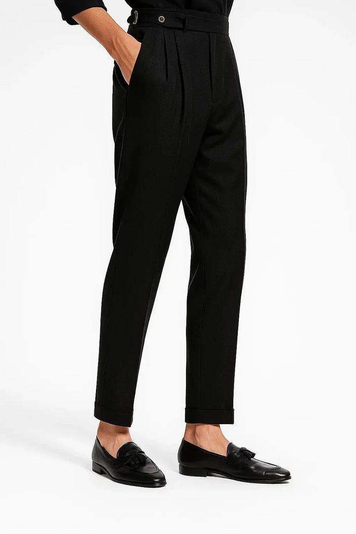Sophisticated men's modern fit pants, ideal for business attire or smart casual looks with elegant folds.