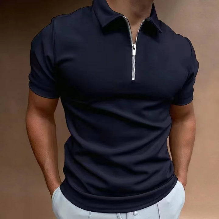 Stylish men's zip collar polo shirt, featuring soft fabric and a modern fit for ultimate comfort.