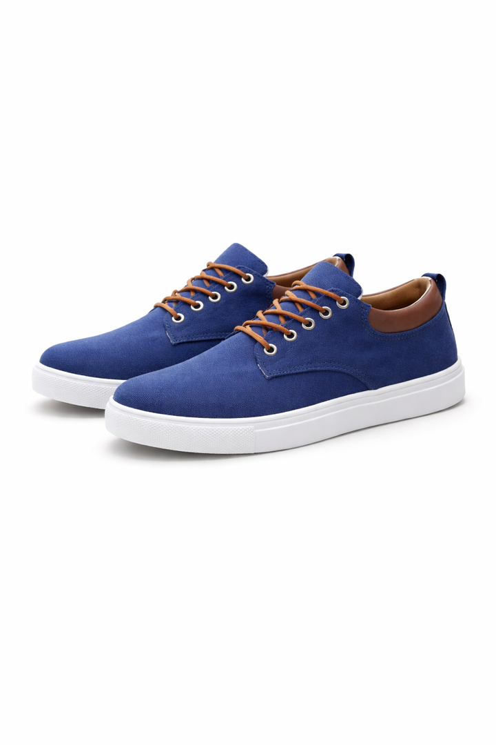 Men's modern casual low-top sneakers in deep blue, great for versatile fashion footwear.